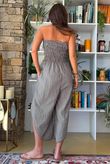 Arbi Gingham Shirring Bandeau Jumpsuit Hazelnut